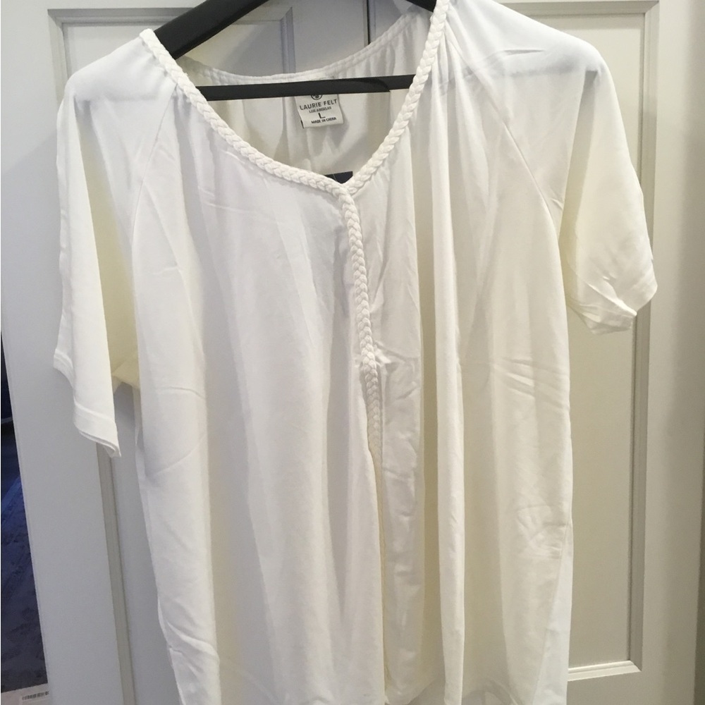 Laurie Felt White V-Neck Top Size Large NWT - Picture 2 of 5